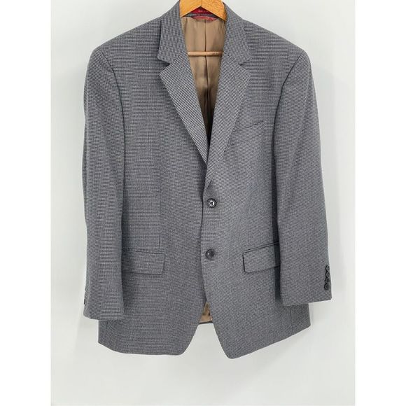Izod Blazer Men's Size 40S Houndstooth Black Gray Brown 2 Button Sport Coat - Picture 1 of 13